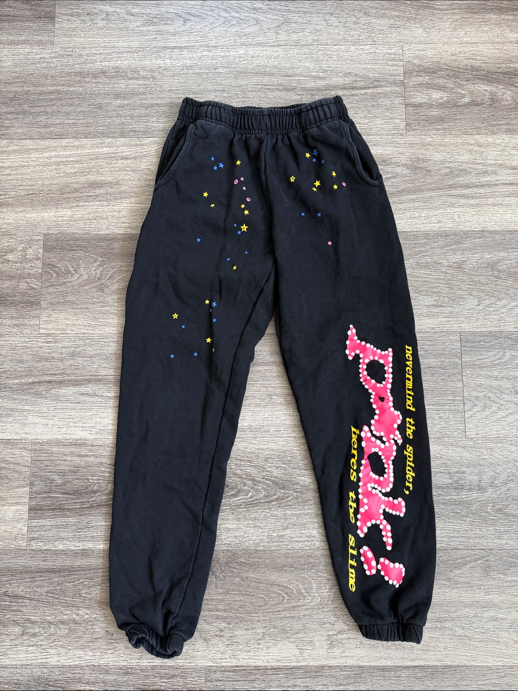 Sp5der P*Nk V2 Sweatpants In Black Size Large Joggers Slime Heavyweight Joggers